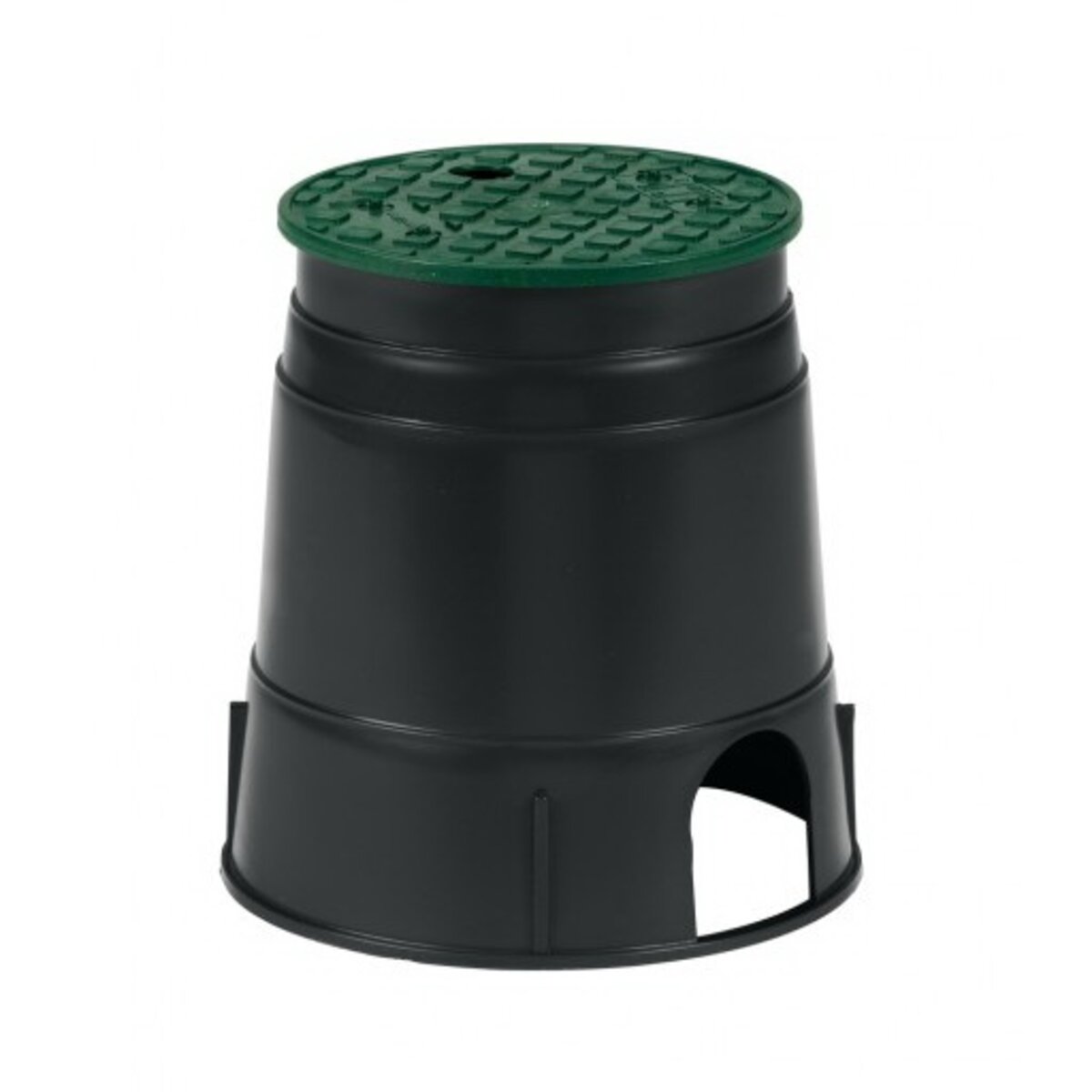 Rain Bird Valve Box Black Body Round w/ Overlapping Green Lid 6 in.