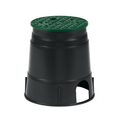 Rain Bird Valve Box Black Body Round w/ Overlapping Green Lid 6 in.
