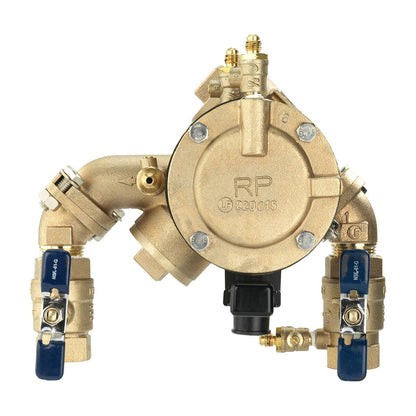 FEBCO 825YA Angle Pattern Reduced Pressure Zone Assembly w/ Ball Valves 3/4 in. Bronze w/ Flood Sensing Capability (Sensing Upgrade Kit Sold Separately) | F825DYA