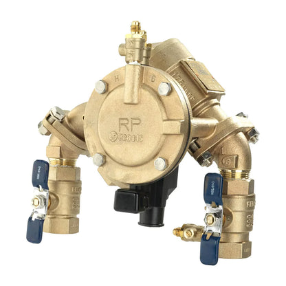FEBCO 825YA Angle Pattern Reduced Pressure Zone Assembly w/ Ball Valves 3/4 in. Bronze w/ Flood Sensing Capability (Sensing Upgrade Kit Sold Separately) | F825DYA