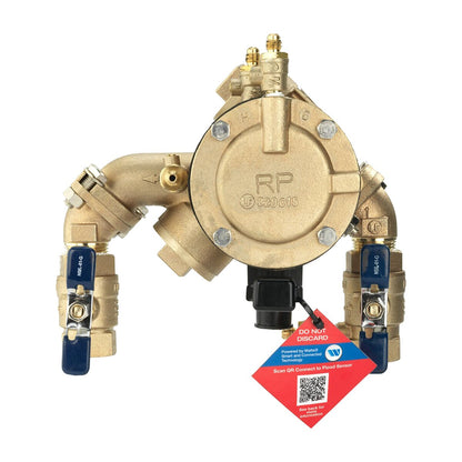 FEBCO 825YA Angle Pattern Reduced Pressure Zone Assembly w/ Ball Valves 3/4 in. Bronze w/ Flood Sensing Capability (Sensing Upgrade Kit Sold Separately) | F825DYA