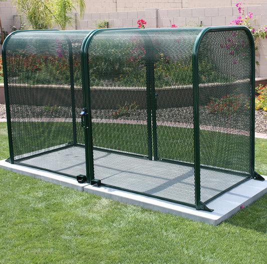 GuardShack Powdercoated Enclosure 2Pc Clamshell (38"W x 60"H x 99½"L) - Green/Tan