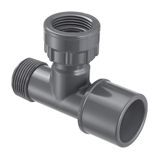 Spears Manifold Tee PVC 1 in. Socket x Mpt x Swivel w/ O-Ring
