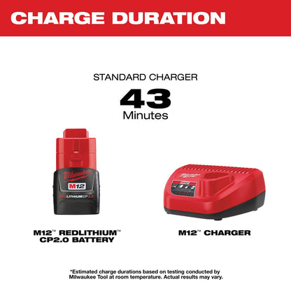 Milwaukee 12V M12 RedLithium Extra Capacity 4.0Ah Battery and Charger Starter Kit | 48-59-2440