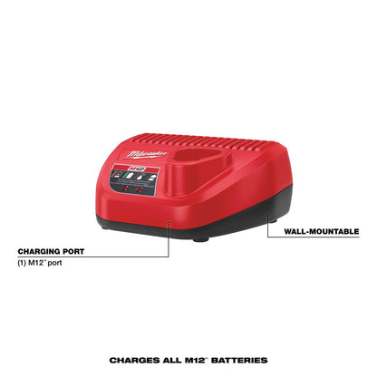 Milwaukee 12V M12 RedLithium Extra Capacity 4.0Ah Battery and Charger Starter Kit | 48-59-2440