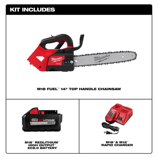 Milwaukee 18V M18 Fuel Brushless Cordless 14 in. Top Handle Chainsaw Kit | 2826-21T