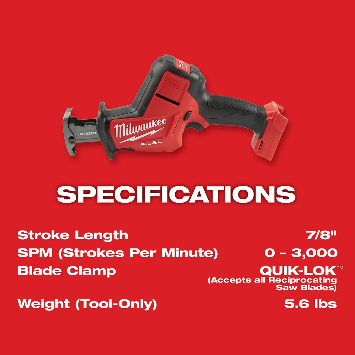 Milwaukee M18 Fuel Hackzall (Tool Only) | 2719-20