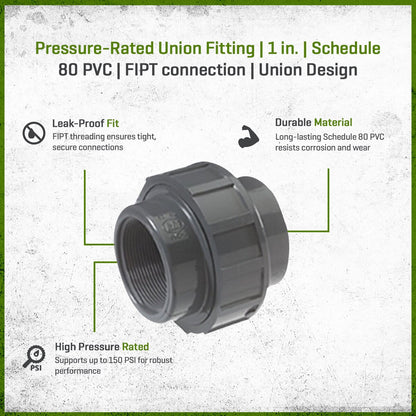 NDS Flo-Control Sch 80 PVC Union 1 in. FIPT