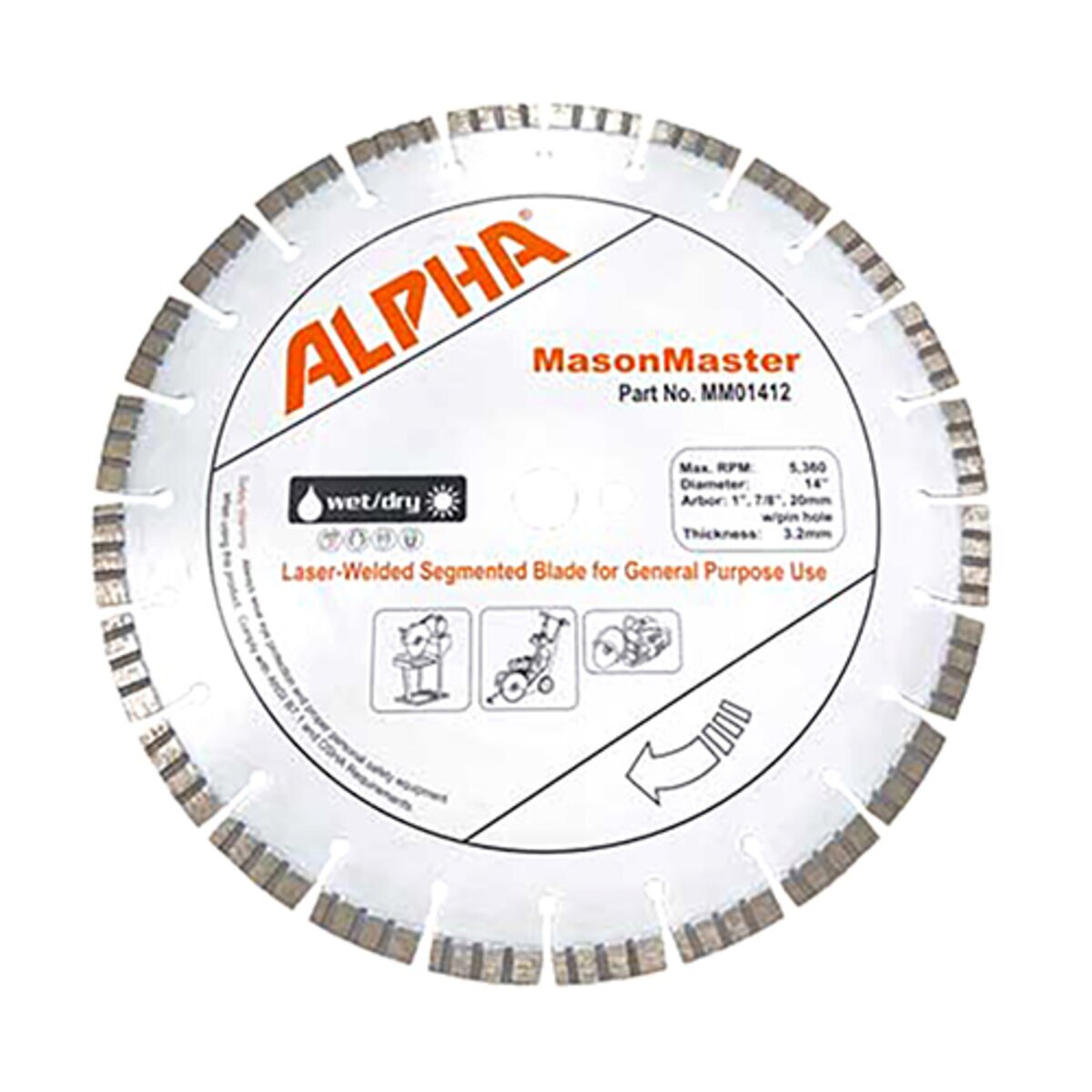 Alpha Mason Master 14 in. General Purpose Blade