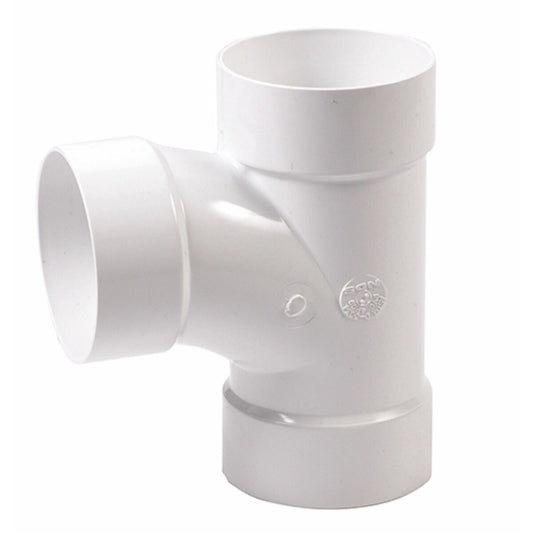 4P09  -NDS PVC Sanitary Tee HUB x HUB x HUB White 4 in.