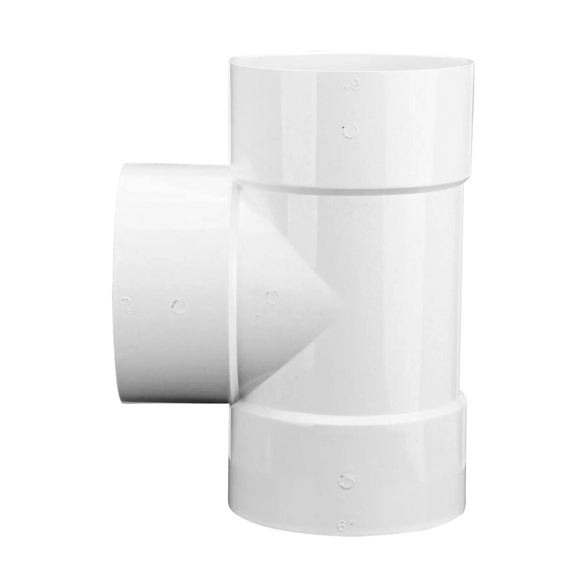 6P01  -NDS PVC S&D Tee HUB x HUB x HUB White 6 in.