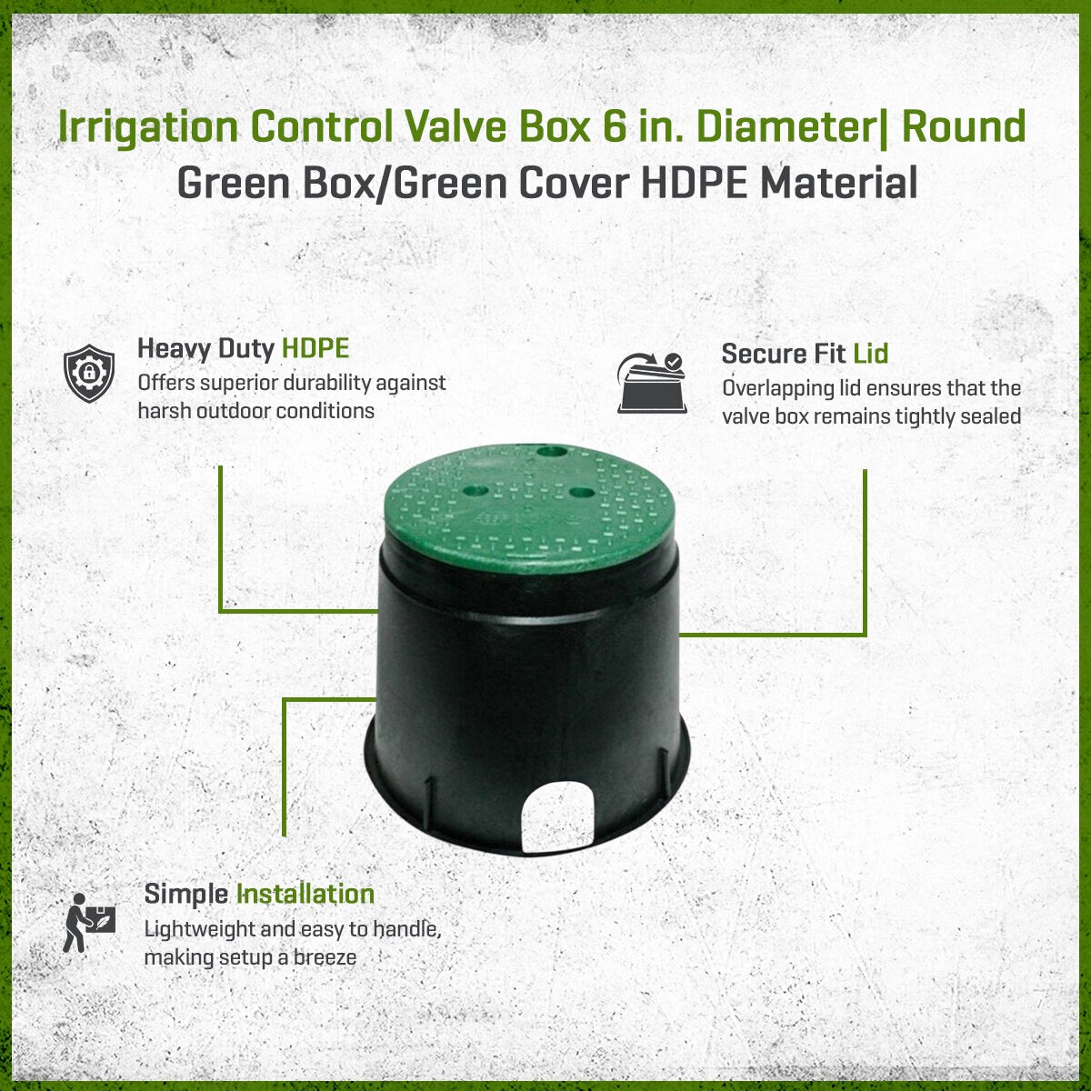 NDS Standard Valve Box Round 10 in. Black Box/Green Lid Overlapping ICV
