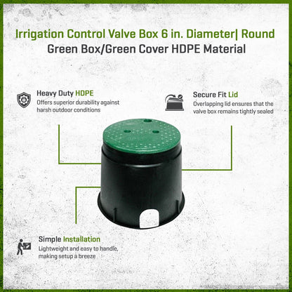 NDS Standard Valve Box Round 10 in. Black Box/Green Lid Overlapping ICV
