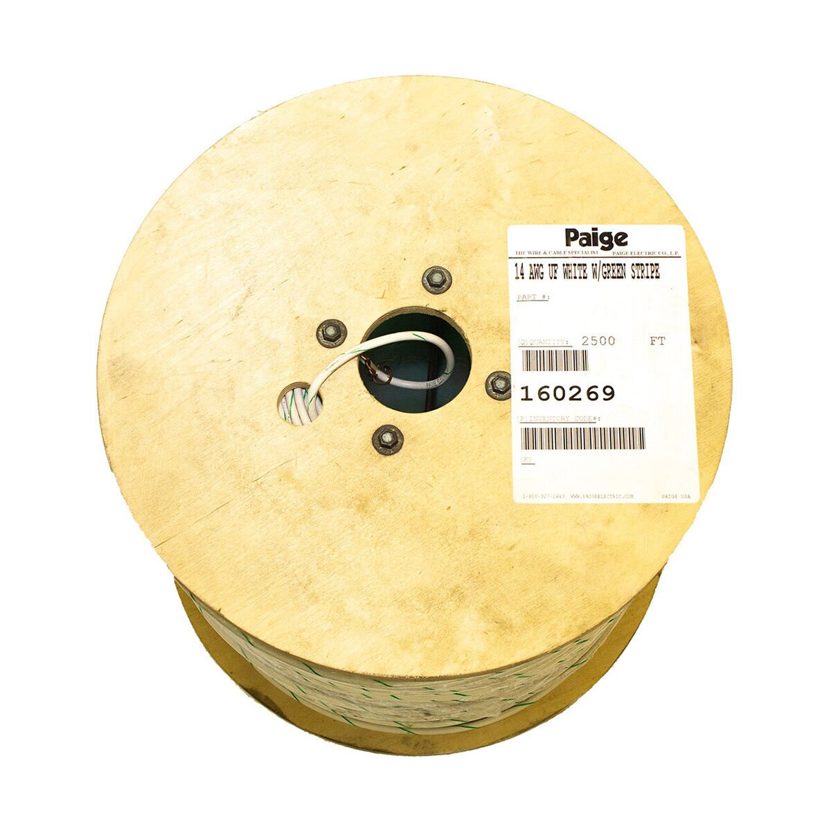 12 Gauge 1 St 2500 ft. White Green Stripe Uf Wire