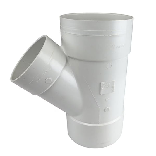 86P08 -NDS PVC S&D 45 Deg. Street Wye HUB x HUB x HUB White 8 in. x 6 in.