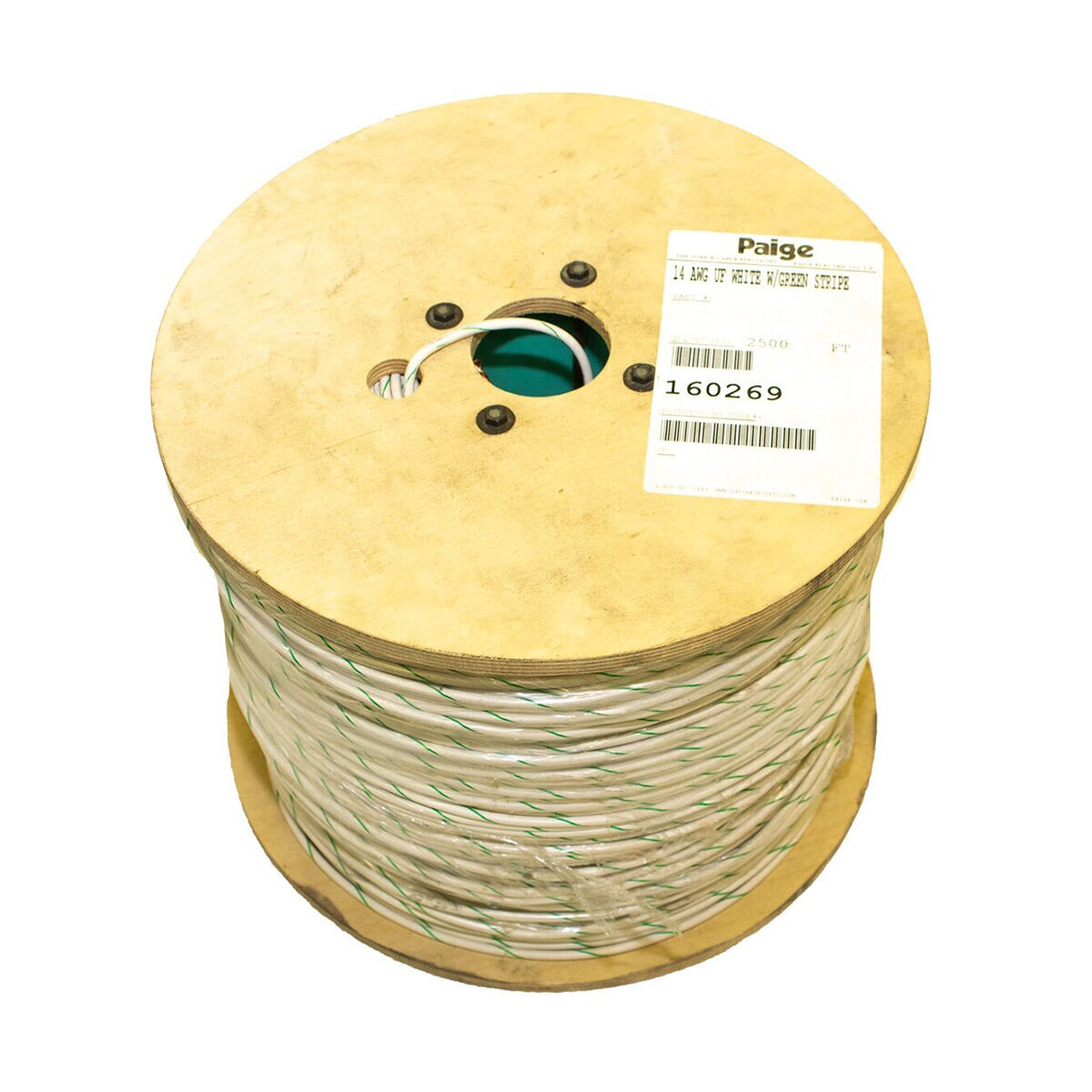 12 Gauge 1 St 2500 ft. White Green Stripe Uf Wire