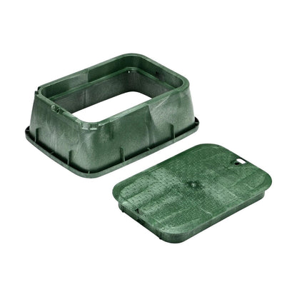 NDS Standard Valve Box Tapered Rectangle 14 in. x 19 in. x 6 in.H Green Box/Green Lid Overlapping ICV