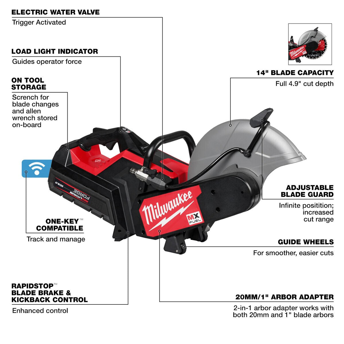 Milwaukee MX Fuel Brushless Cordless 14 in. Cut-Off Saw w/ RapidStop Brake Kit