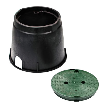 NDS Standard Valve Box Round 10 in. Black Box/Green Lid Overlapping ICV