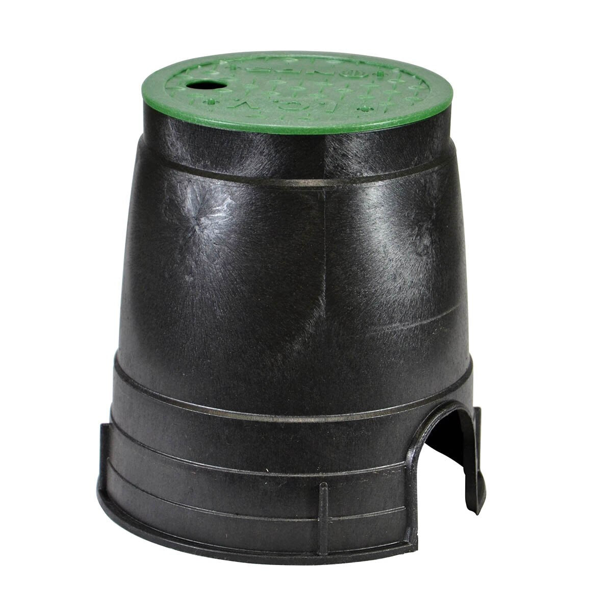 NDS Snap-In Box & Cover Black Body Round w/ Overlapping Green Lid 6 in.
