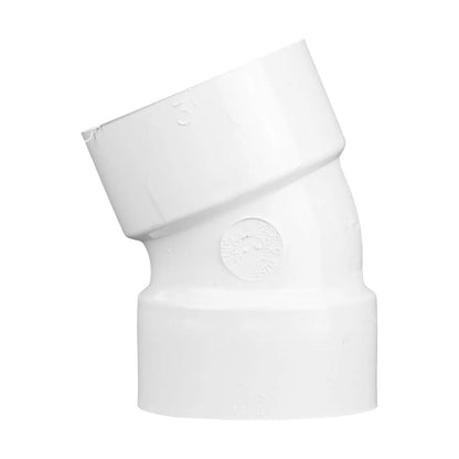 3P04  -NDS PVC S&D 22-1/2 Deg. Elbow HUB x HUB White 3 in.