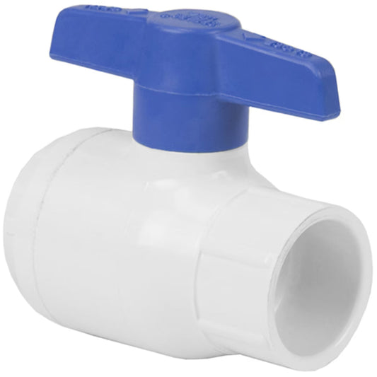 Spears Utility Gray PVC Ball Valve 1-1/2 in. Socket w/ Blue Handle & EPDM O-Rings