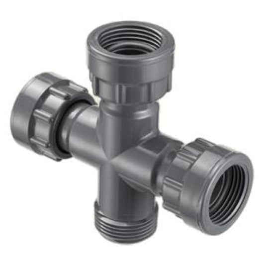 Spears Manifold Cross 1 in. Swivel x MIPT x Swivel x Swivel with O-Ring