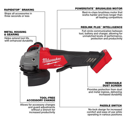 Milwaukee M18 Fuel 4-1/2 in. / 5 in. Grinder Paddle Switch, No-Lock