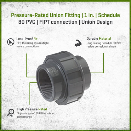 U-1000-T  -NDS Flo-Control Sch 80 PVC Union 1 in. FIPT