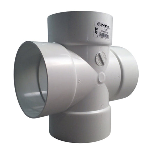4P1X -NDS PVC S&D Cross HUB x HUB x HUB x HUB White 4 in.