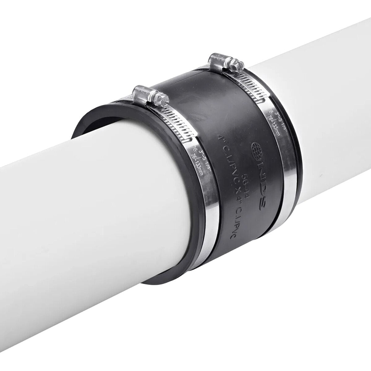 56-44  -NDS PVC S&D/DWV Flexible Coupling Black 4 in. x 4 in. w/ SS Clamps