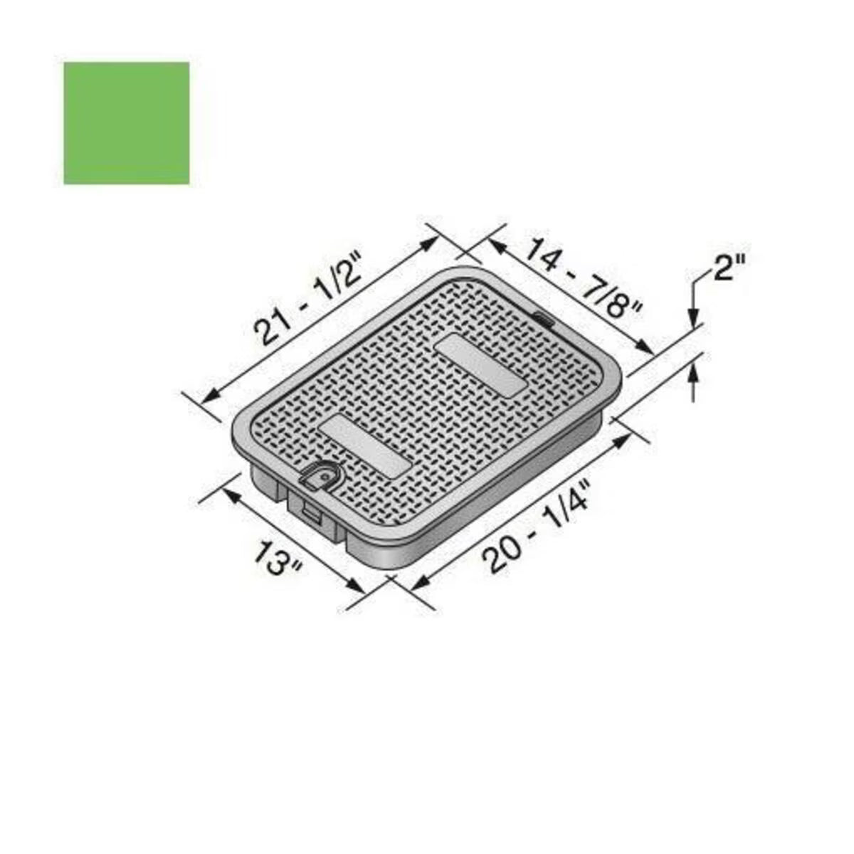 NDS Standard-Series Valve Box Lid Jumbo Rectangle 13 in. x 20 in. Overlapping Green Polyethylene ICV Lid Only