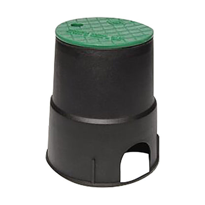 Dura Valve Box Round 6 in. Black Box w/ Green Lid Overlapping ICV