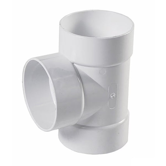 4P01  -NDS PVC S&D Tee HUB x HUB x HUB White 4 in.