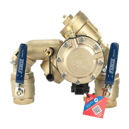 F825HYA  FEBCO 825YA Angle Pattern Reduced Pressure Zone Assembly w/ Ball Valves 2 in. Bronze w/ Flood Sensing Capability (Sensing Upgrade Kit Sold Separately) | F825HYA