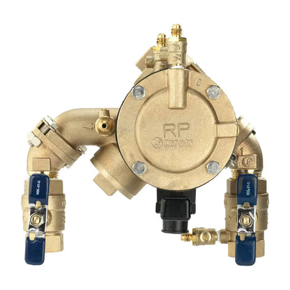 F825EYA  FEBCO 825YA Angle Pattern Reduced Pressure Zone Assembly w/ Ball Valves 1 in. Bronze w/ Flood Sensing Capability (Sensing Upgrade Kit Sold Separately) | F825EYA