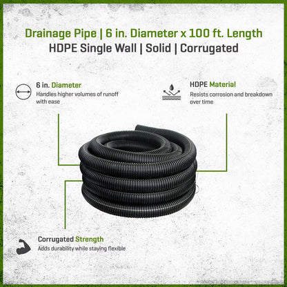ADS 6 in. x 100 ft. Single Wall Pipe Solid