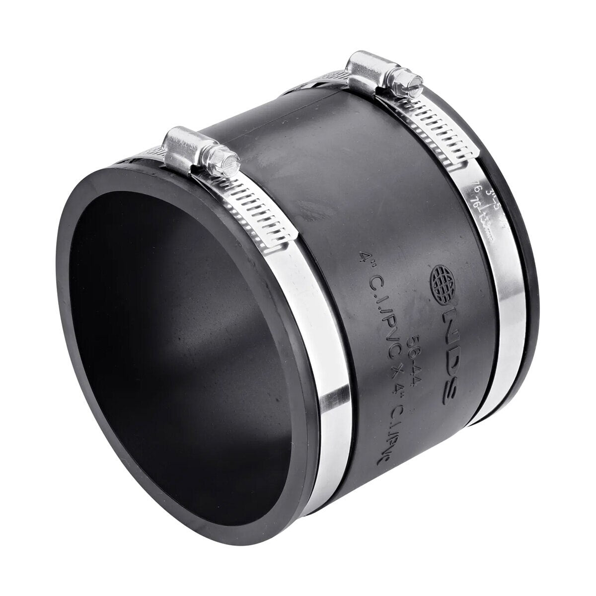 56-44  -NDS PVC S&D/DWV Flexible Coupling Black 4 in. x 4 in. w/ SS Clamps
