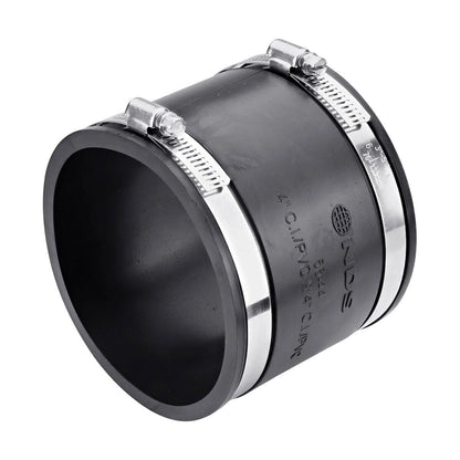 56-44  -NDS PVC S&D/DWV Flexible Coupling Black 4 in. x 4 in. w/ SS Clamps