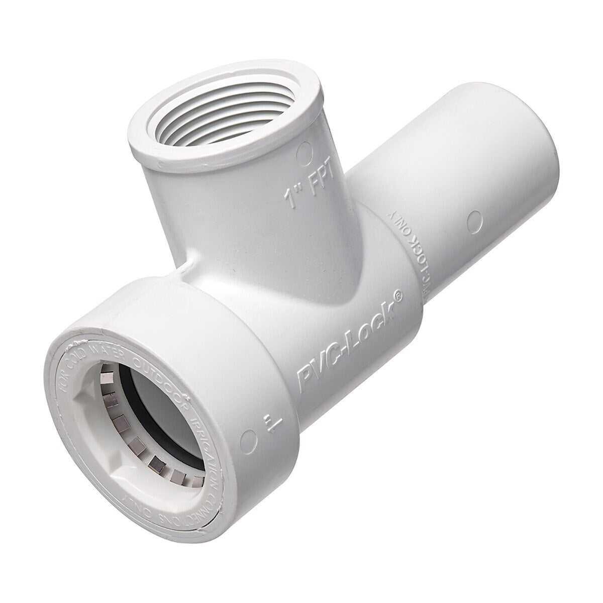 HydroRain  PVCL-477-010 Manifold Tee White Sch 40 PVC 1 in. Push Lock x Fipt x Spigot