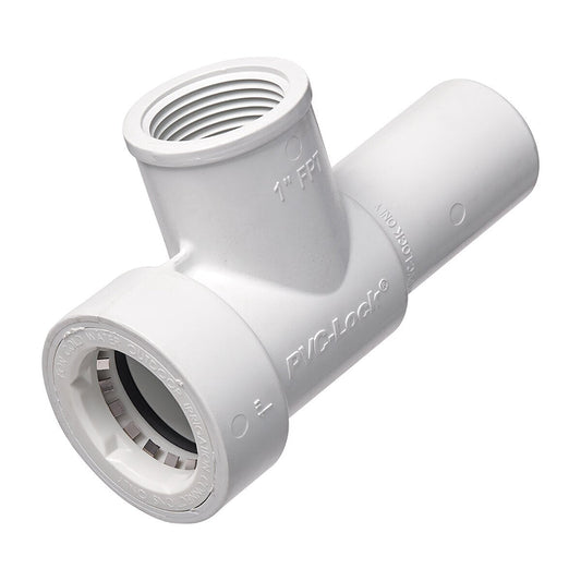 HydroRain  PVCL-477-010 Manifold Tee White Sch 40 PVC 1 in. Push Lock x Fipt x Spigot