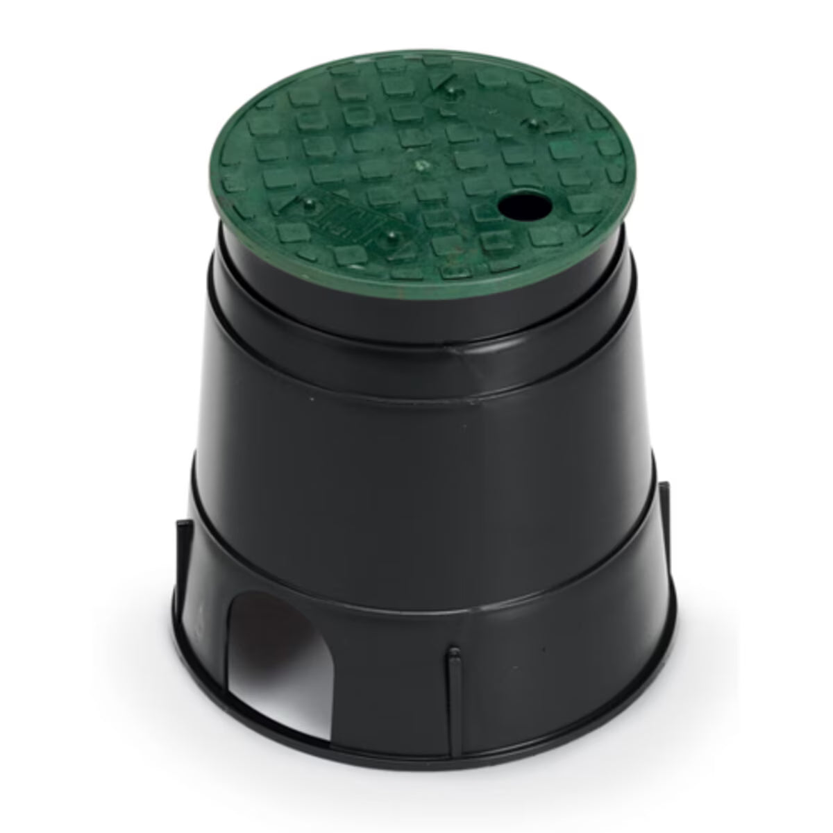 Rain Bird Valve Box Black Body Round w/ Overlapping Green Lid 6 in.