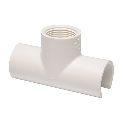 Dura 464130P  Snap Tee White Sch 40 PVC 1 in. x 1/2 in. Snap x Fipt