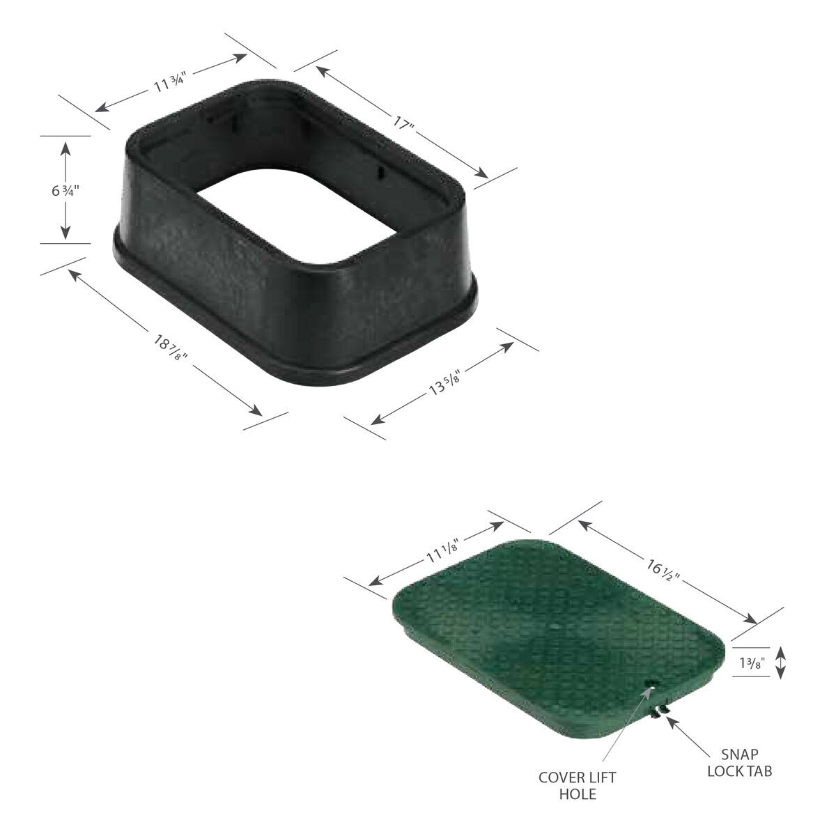 6 in. Standard Extension Black Body W/ Overlapping Green Lid