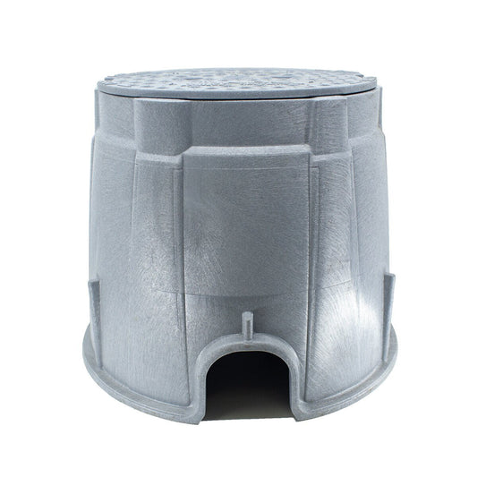 NDS Pro-Spec Electric Box CVR Gray Box/Gray Cover 10 in. Round with Bolt