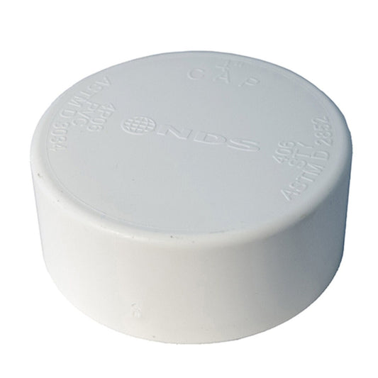 4P06  -NDS PVC S&D Drain Cap HUB White 4 in.