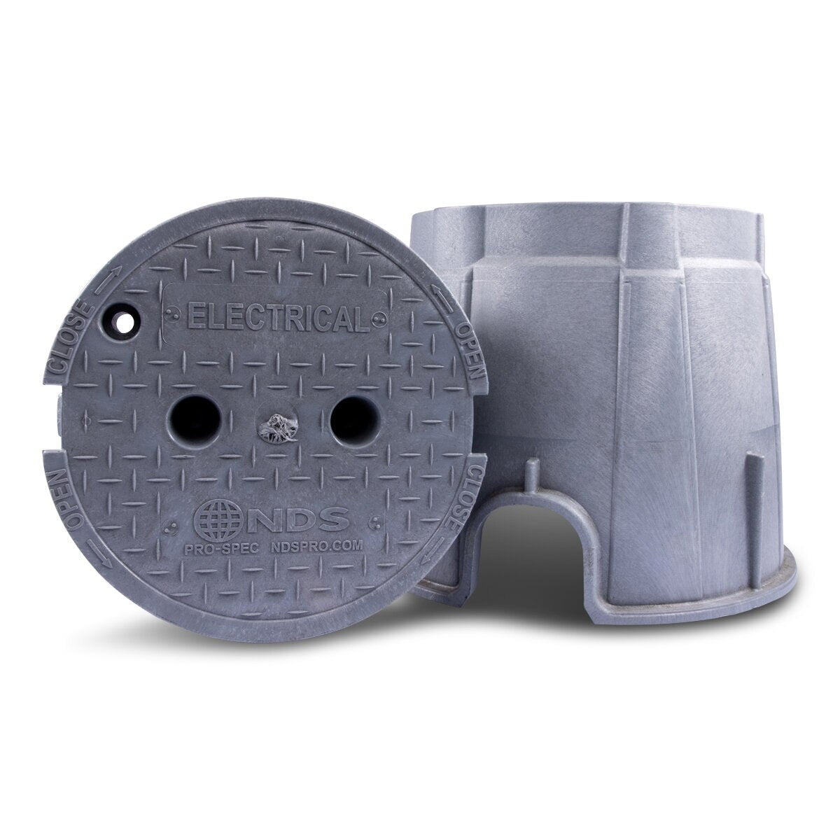 NDS Pro-Spec Electric Box CVR Gray Box/Gray Cover 10 in. Round