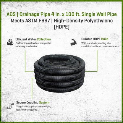 ADS 4 in. x 100 ft. Single Wall Pipe Perforated