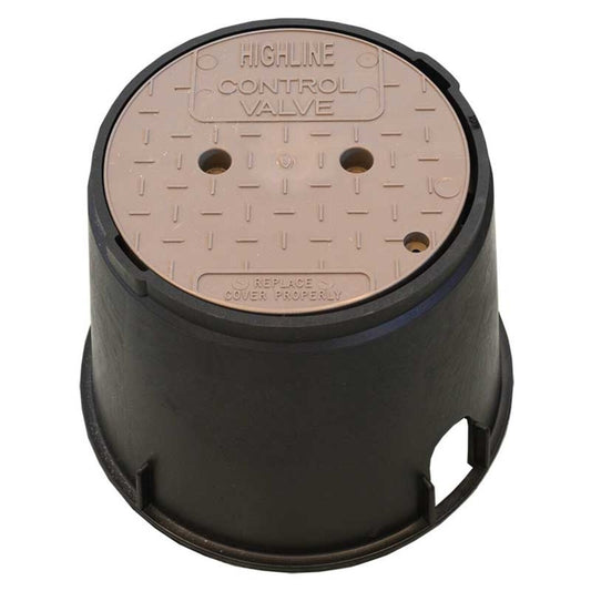 Highline Valve Box Round 10 in. Black Box/Brown Lid Drop-in CV