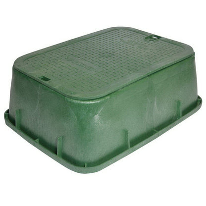NDS Standard Valve Box Tapered Rectangle 14 in. x 19 in. x 6 in.H Green Box/Green Lid Overlapping ICV